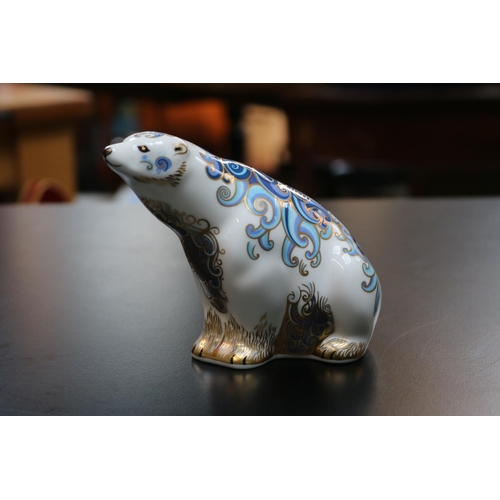 87 - Royal Crown Derby Paperweight Polar Bear Cubs Signature Edition for Connaught House MMIV with Gold S... 