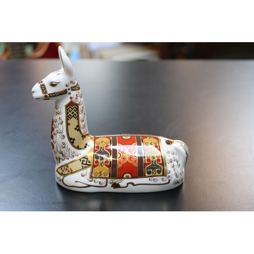 93 - Royal Crown Derby Paperweight Llama Exclusive Collectors Guild signed with Gold Stopper