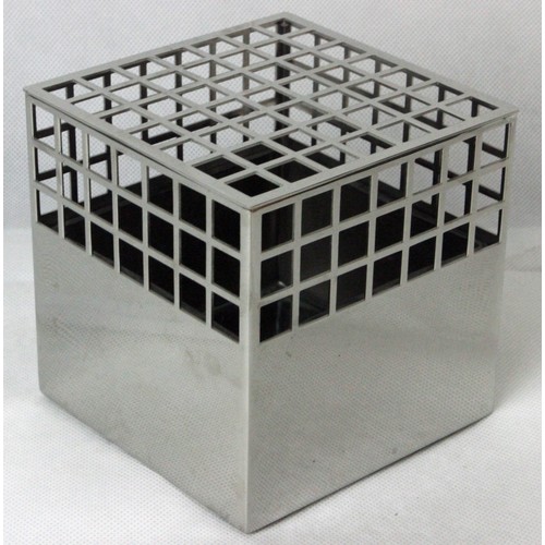 186 - Georg Jensen Matrix Stainless Steel Cube Vase. Designed by Monica Förster for Georg Jensen. Medium s... 