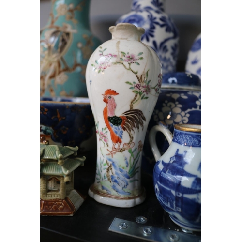 24 - Collection of 19thC and later Chinese & Japanese Pottery and Porcelain to include Moon flask, Pagoda... 