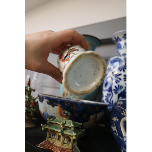 24 - Collection of 19thC and later Chinese & Japanese Pottery and Porcelain to include Moon flask, Pagoda... 