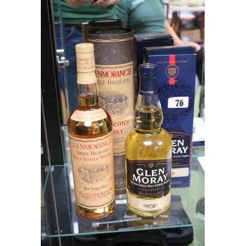 76 - Glenmorangie Single Highland Malt Scotch Whisky 10 year Old boxed and a bottle of Glen Moray Speysid... 