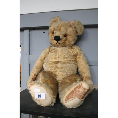 19 - Large Vintage Mohair Teddy with Glass eyes