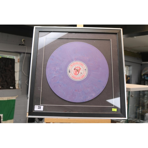 31 - The Rolling Stones Hampton Upgrade 1981 Purple LP framed and mounted RTR-015-4-R