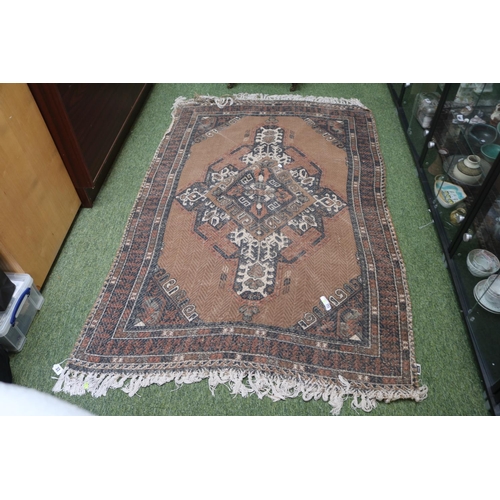 33 - Persian Design wool rug with knotted tassel ends 196 x 120cm