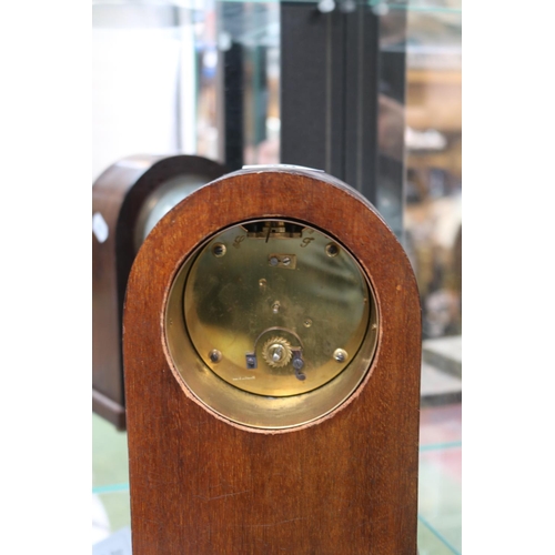 86 - Edwardian Mahogany Inlaid domed mantel clock with Roman Numeral dial