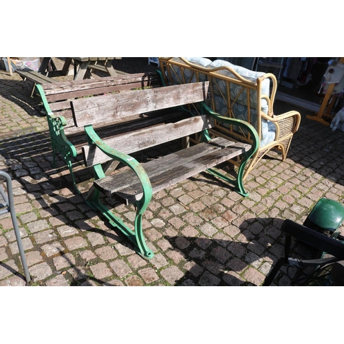 582 - Edwardian Cast Curved metal and slatted Garden Bench