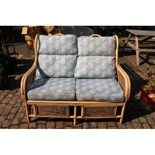 584 - Cane Conservatory seat with removable cushions