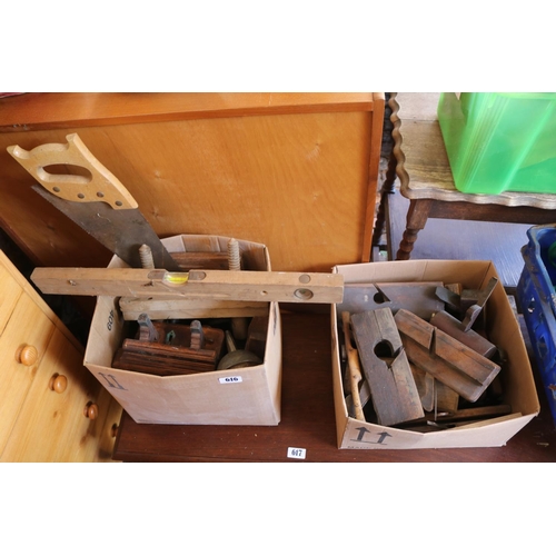 616 - 2 boxes of assorted Woodworkers hand tools