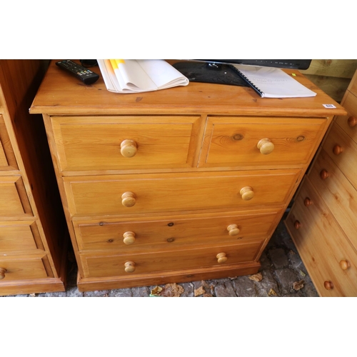 621 - Pine Chest of 2 over 3 drawers with turned handles