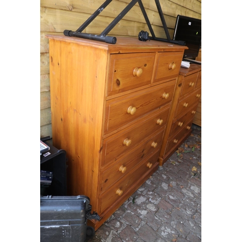 623 - Pine chest of 2 over 4 drawers with turned handles