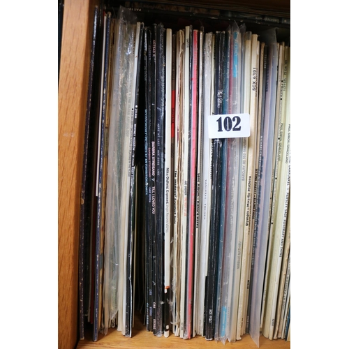 102 - Large collection of assorted Vinyl Records to include Elvis, Barbara Streisand, Simon & Garfunkel et... 