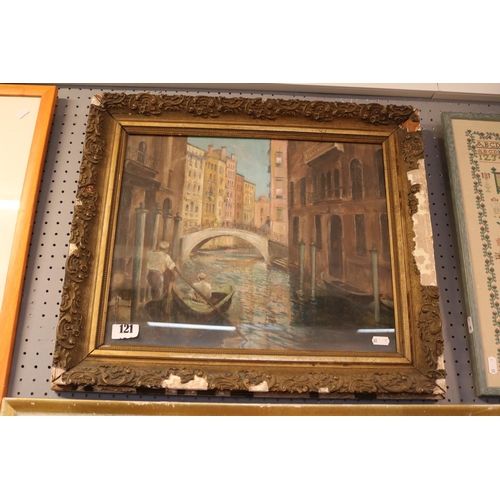 121 - Oil on board venetian scene signed A Carlucci