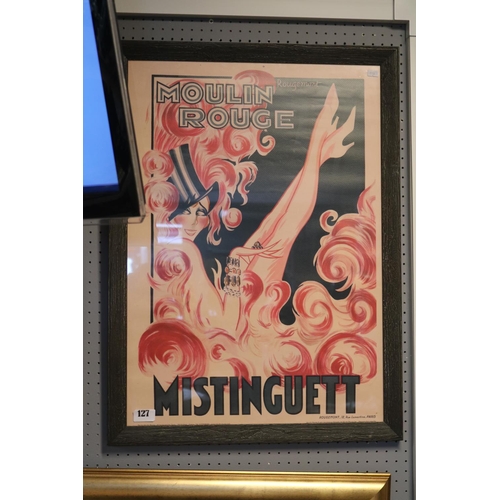 127 - Framed Moulin Rouge print 'Mistinguett'