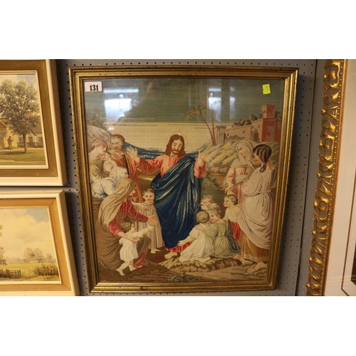 131 - 19thC Framed Religious Sampler depicting Christ