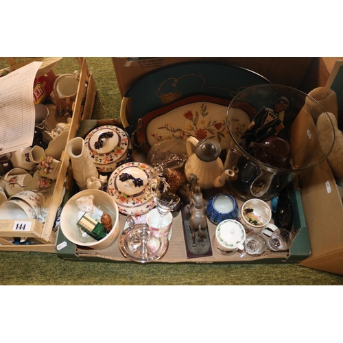 145 - Box of assorted Ceramics and Glassware to include Isle of Wight Pottery, Poole, Pair of Transfer pri... 