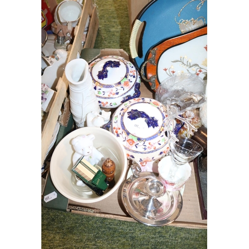 145 - Box of assorted Ceramics and Glassware to include Isle of Wight Pottery, Poole, Pair of Transfer pri... 