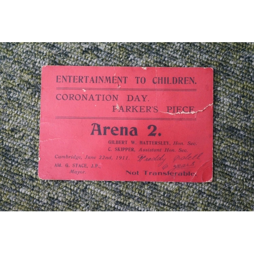 18 - Local Interest: Coronation Day Cambridge Parkers Piece Arena 2 1911 Entertainment ticket