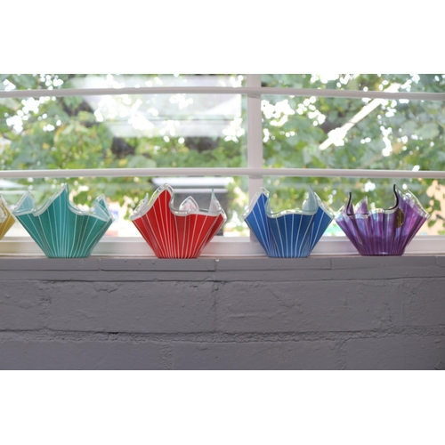 31 - Collection of 10 Chance Glass Pilkington Handkerchief vases C.1960