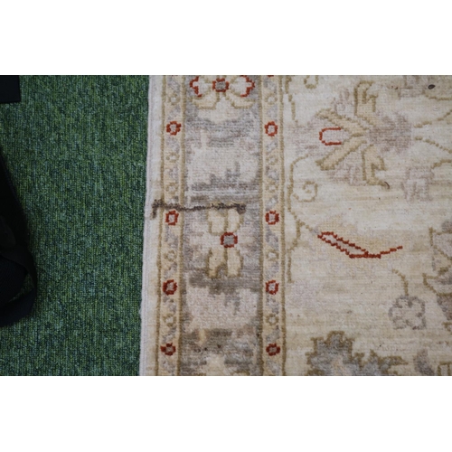 34A - Long 20thC Cream Runner with floral detail 297 x 77cm