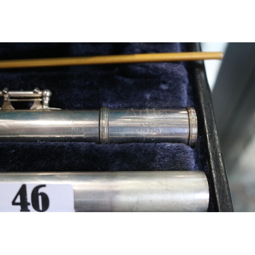 46 - Artley USA Artist 7-0 Silver Flute with Case