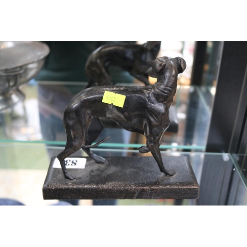 83 - Bronze cast figure of a Greyhound on rectangular base