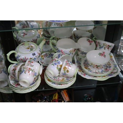 86 - Shelley Hedgerow Floral decorated Tea Set comprising of Tea pot, Sandwich plate etc