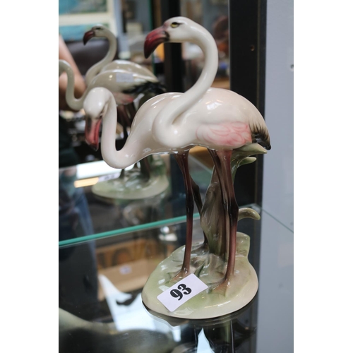 93 - Keramos Von Wien figure of 2 Flamingos. 22cm in Height