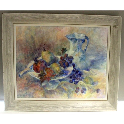 107 - Kathleen M Downing Impressionist Still Life of Fruit by the renowned Hertfordshire artist . Signed l... 