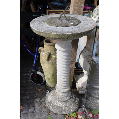 594 - Concrete Garden Sundial with brass dial