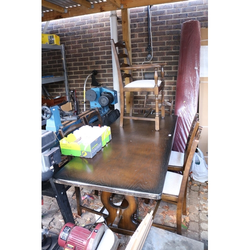 610 - Oak Refectory table and Five dining chairs