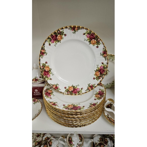 21 - Royal Albert Old Country Roses Part Service to include Dinner Plates, Side Plates, Tea Service, Crue... 