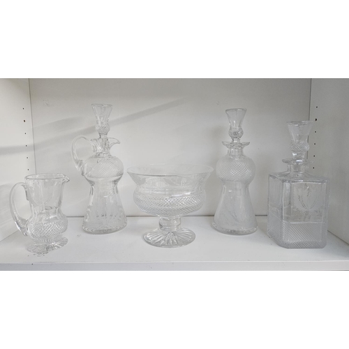 35 - Extensive suite of Edinburgh Thistle pattern Crystal glassware to include Decanters with Thistle kno... 