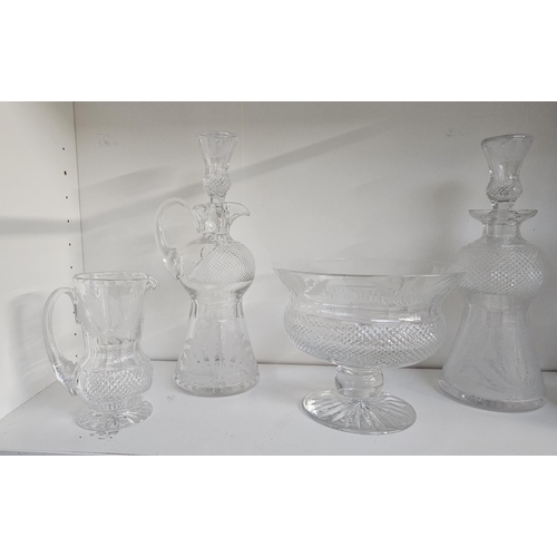 35 - Extensive suite of Edinburgh Thistle pattern Crystal glassware to include Decanters with Thistle kno... 