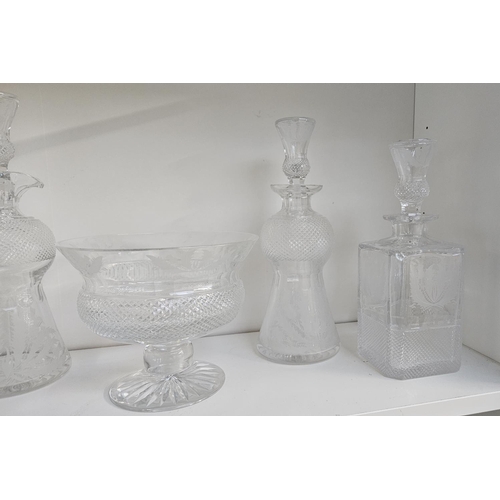 35 - Extensive suite of Edinburgh Thistle pattern Crystal glassware to include Decanters with Thistle kno... 