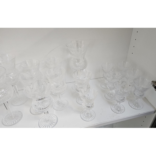 35 - Extensive suite of Edinburgh Thistle pattern Crystal glassware to include Decanters with Thistle kno... 