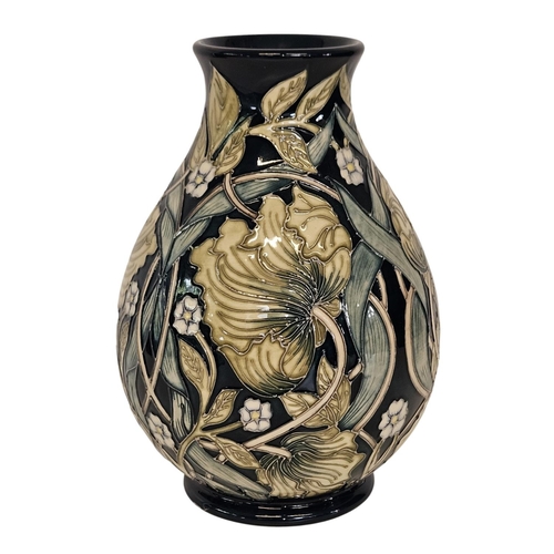 7 - Moorcroft Trial Pimpernel perfection pattern vase decorated with leaves and flowers in green and blu... 