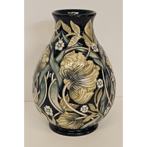 7 - Moorcroft Trial Pimpernel perfection pattern vase decorated with leaves and flowers in green and blu... 