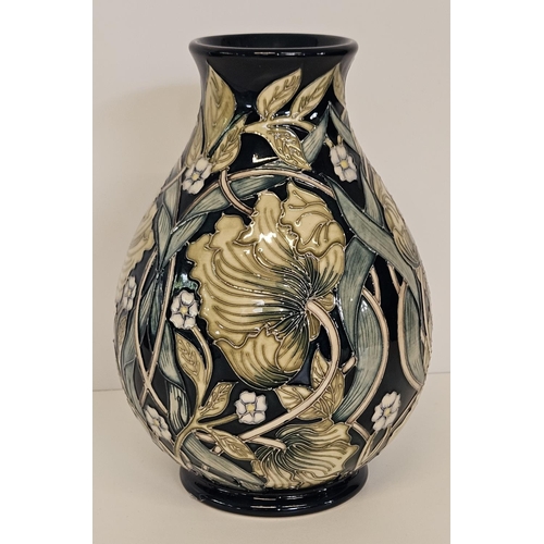 7 - Moorcroft Trial Pimpernel perfection pattern vase decorated with leaves and flowers in green and blu... 