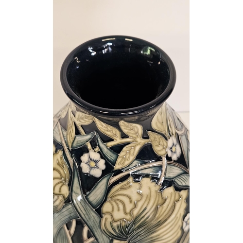 7 - Moorcroft Trial Pimpernel perfection pattern vase decorated with leaves and flowers in green and blu... 