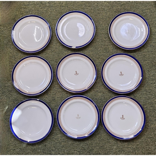 25 - 19thC Royal Worcester Vitreous pottery dinner service, printed in blue with overgilding and floral o... 