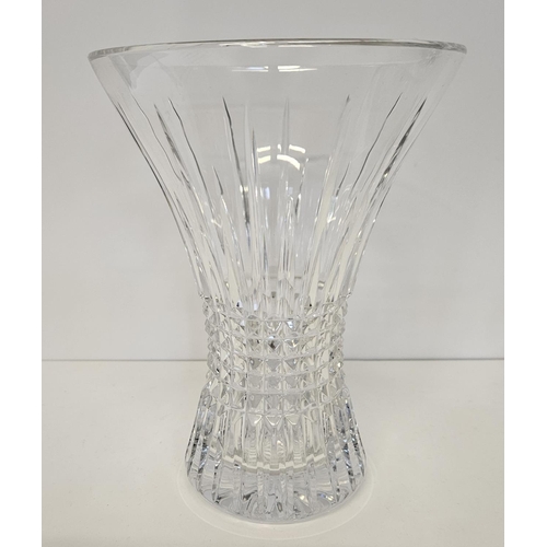 36 - Waterford Crystal to include a Hour glass vase and heavy based fruit bowl with flared rim. Etched gl... 