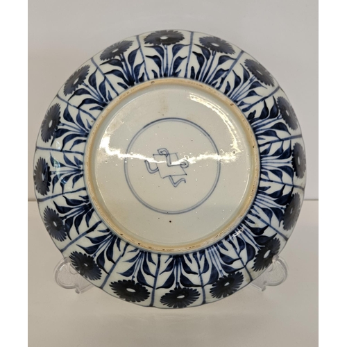 42 - Pair of 18thC Kraak Chinese Kangxi Blue and White Aster dishes. Decorated with borders of Aster cent... 