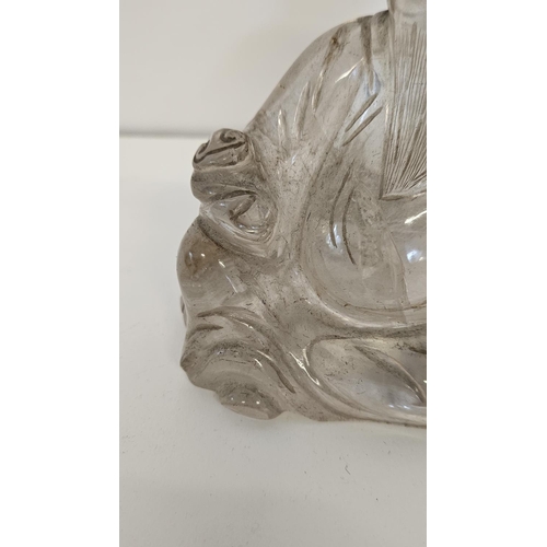 44 - 18thC Chinese carved rock crystal Buddha /Wiseman with seated dog. H 10.5cm W 11cm.