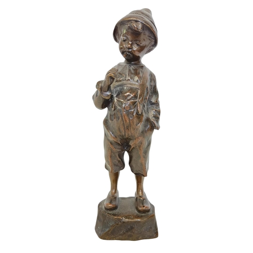 59 - Julius Schmidt-Felling (1835 - 1920) German; 'Le Petit Fumeur' Bronze sculpture of a young boy with ... 