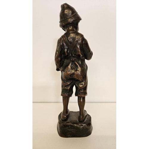 59 - Julius Schmidt-Felling (1835 - 1920) German; 'Le Petit Fumeur' Bronze sculpture of a young boy with ... 