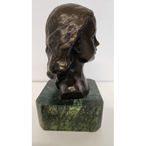 62 - Camille Rosalie Claudel (1864-1943) French Sculptor; Bronze Bust of a young girl mounted on polished... 