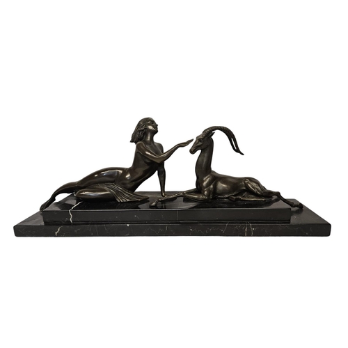 65 - After Pierre Lefraguarys (1892-1962) Art Deco Style Bronze entitled 'Seduction'. L 48cm x H 18cm x D... 