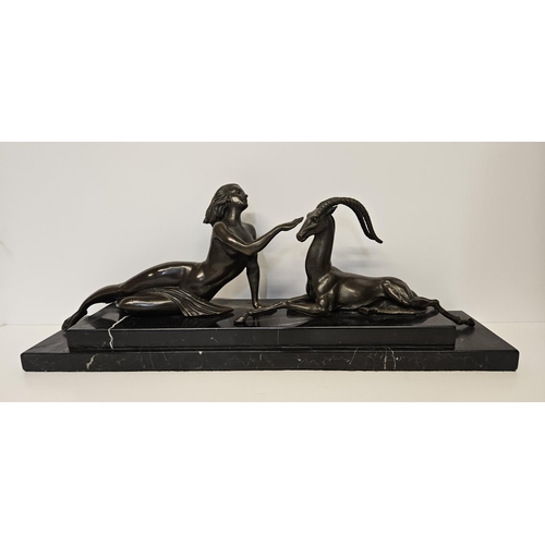 65 - After Pierre Lefraguarys (1892-1962) Art Deco Style Bronze entitled 'Seduction'. L 48cm x H 18cm x D... 