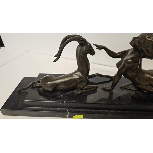 65 - After Pierre Lefraguarys (1892-1962) Art Deco Style Bronze entitled 'Seduction'. L 48cm x H 18cm x D... 